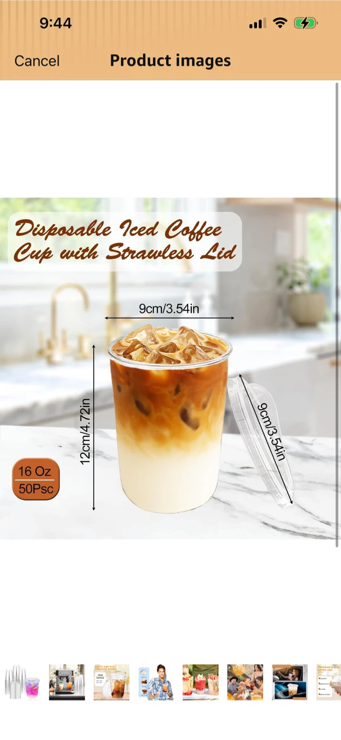 16oz Plastic Cups with Strawless Sip-Lids (50 Pack) - photo 5