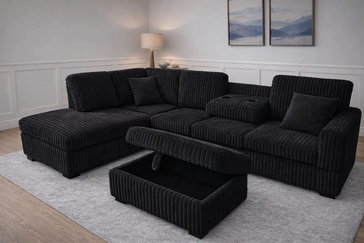 Corner Sectional Sofa with Storage Ottoman - photo 2