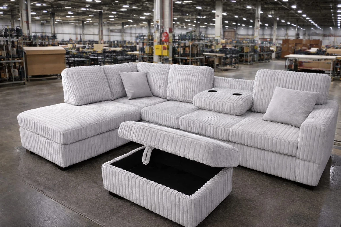 Corner Sectional Sofa with Storage Ottoman - photo 3