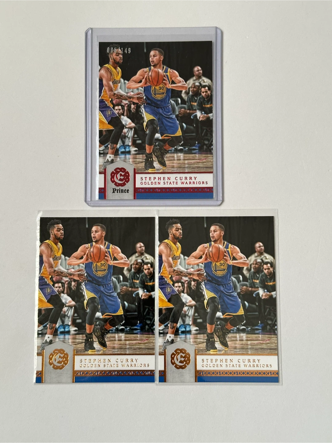 Stephen Curry 2016-17 Panini Basketball Cards (x3)