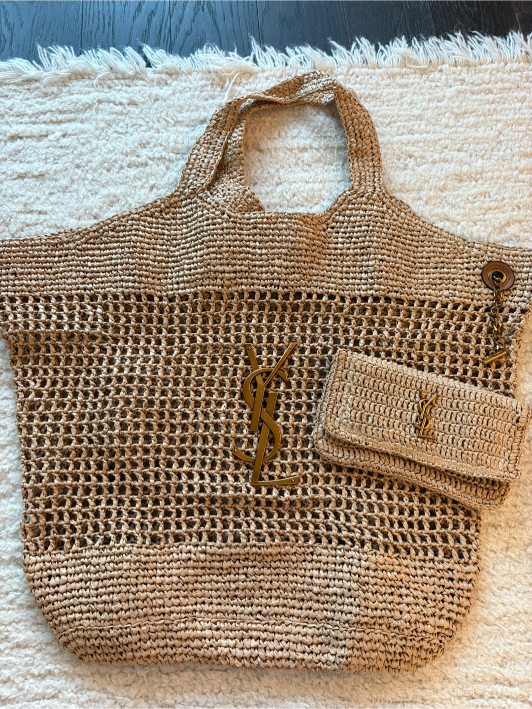 Yves Saint Laurent Raffia Tote Bag