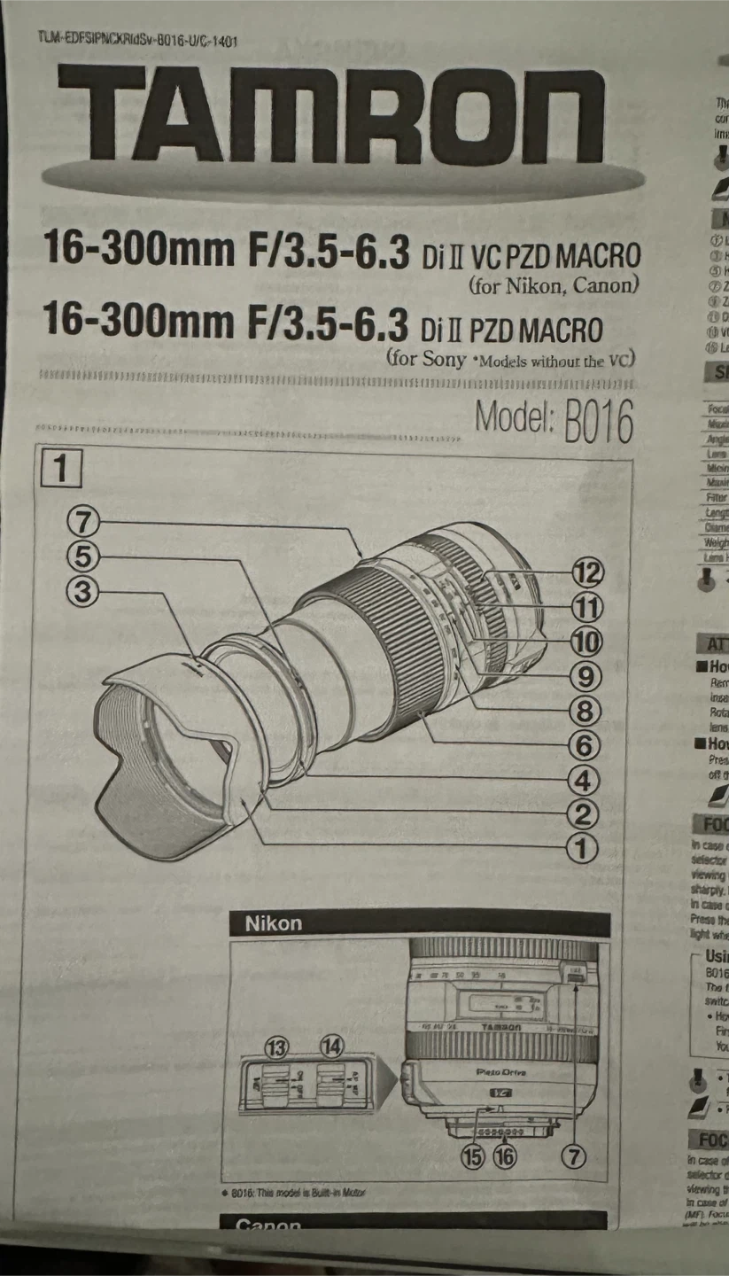 Tamron 16-300mm F/3.5-6.3 Zoom/ Macro Lens - photo 5