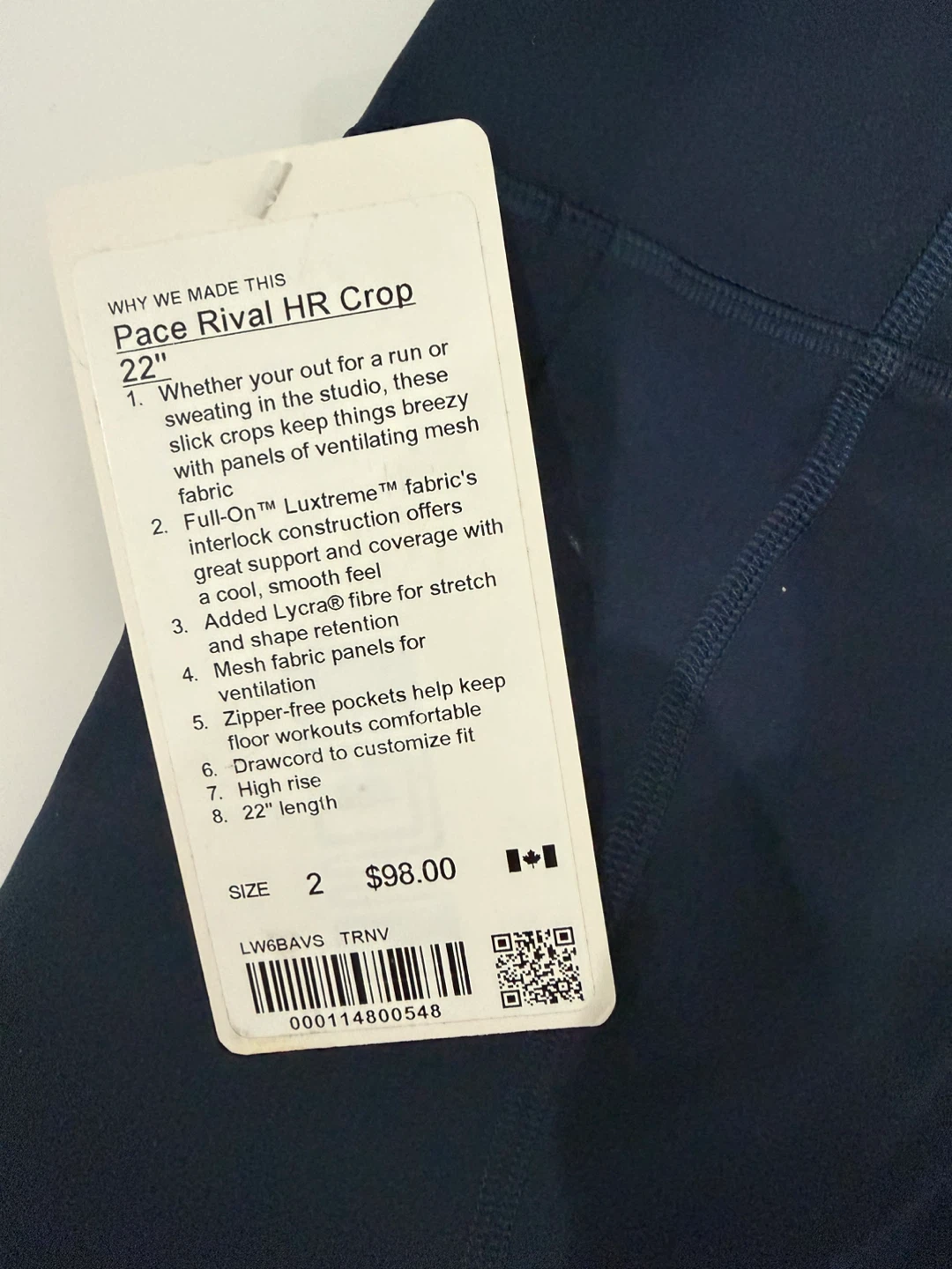 Lululemon Pace Rival HR Crop 22" Leggings Size 2 - photo 2