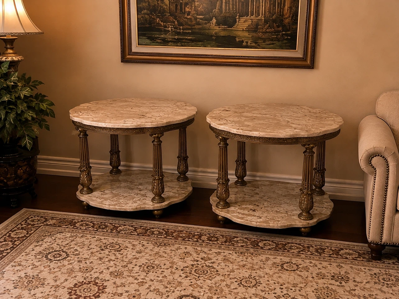 Price for each. Elegant Vintage Marble Side Tables