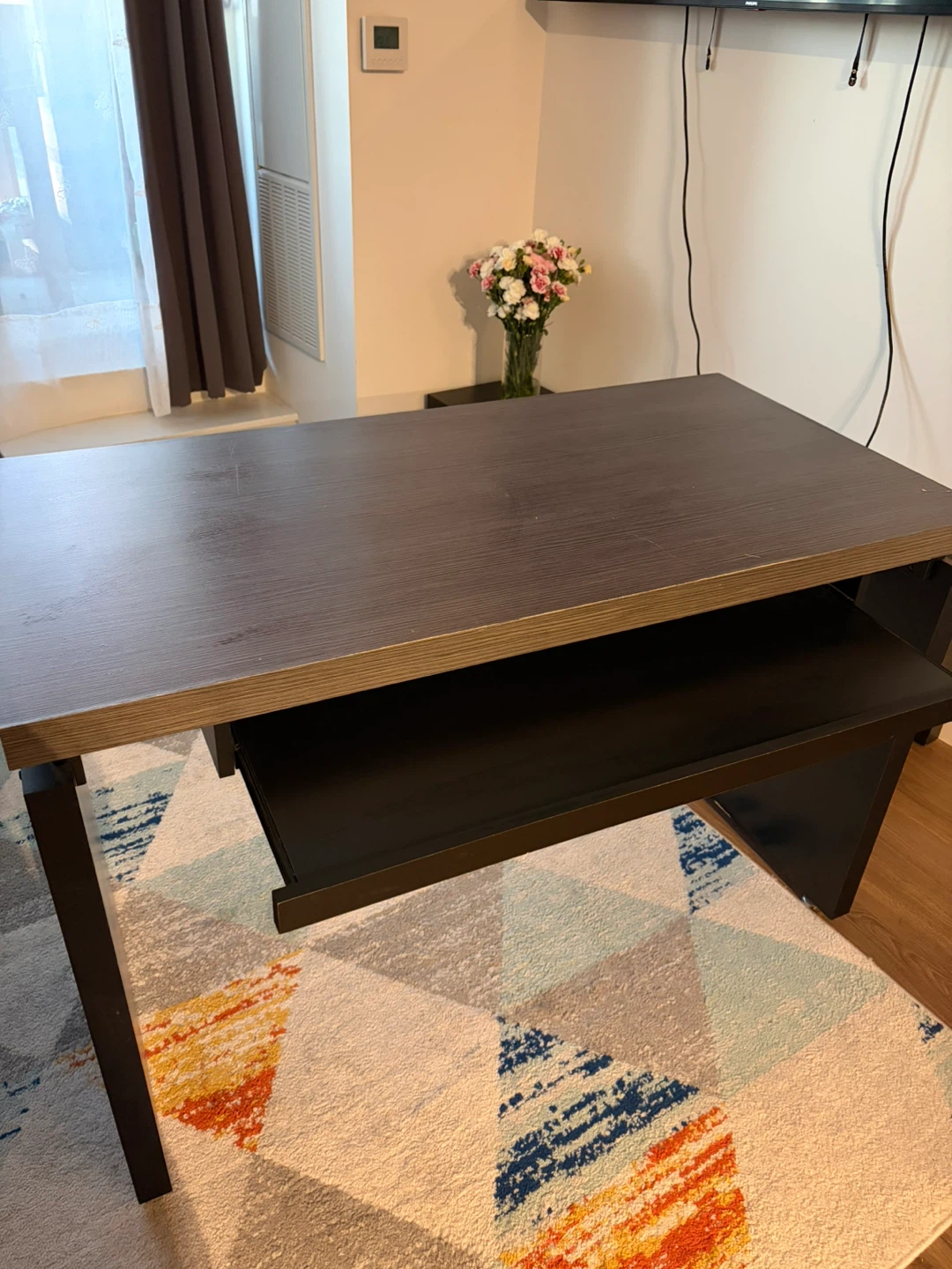 Dark Wood Computer Desk with Sliding Keyboard Tray - photo 2