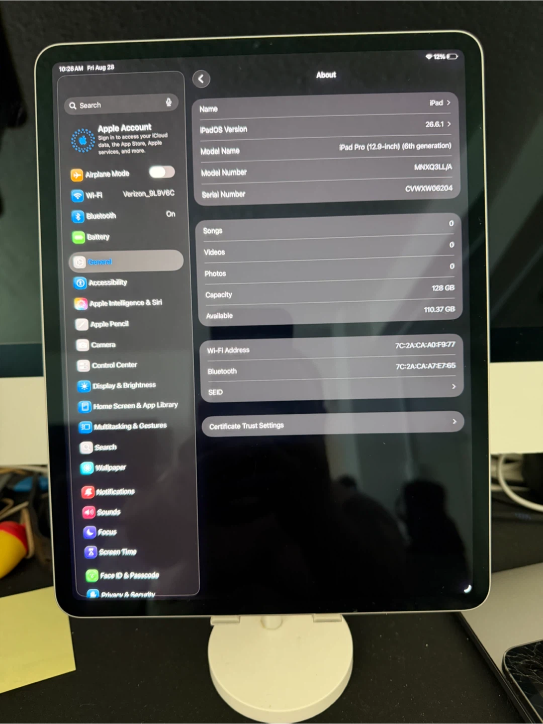 Apple iPad Pro 12.9 6th Gen M2 128GB Silver