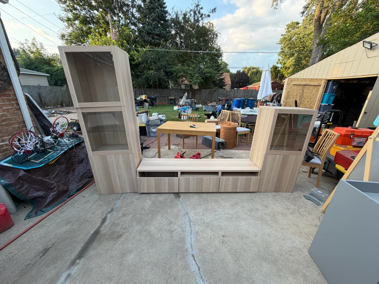 Large Entertainment Center with Glass Doors