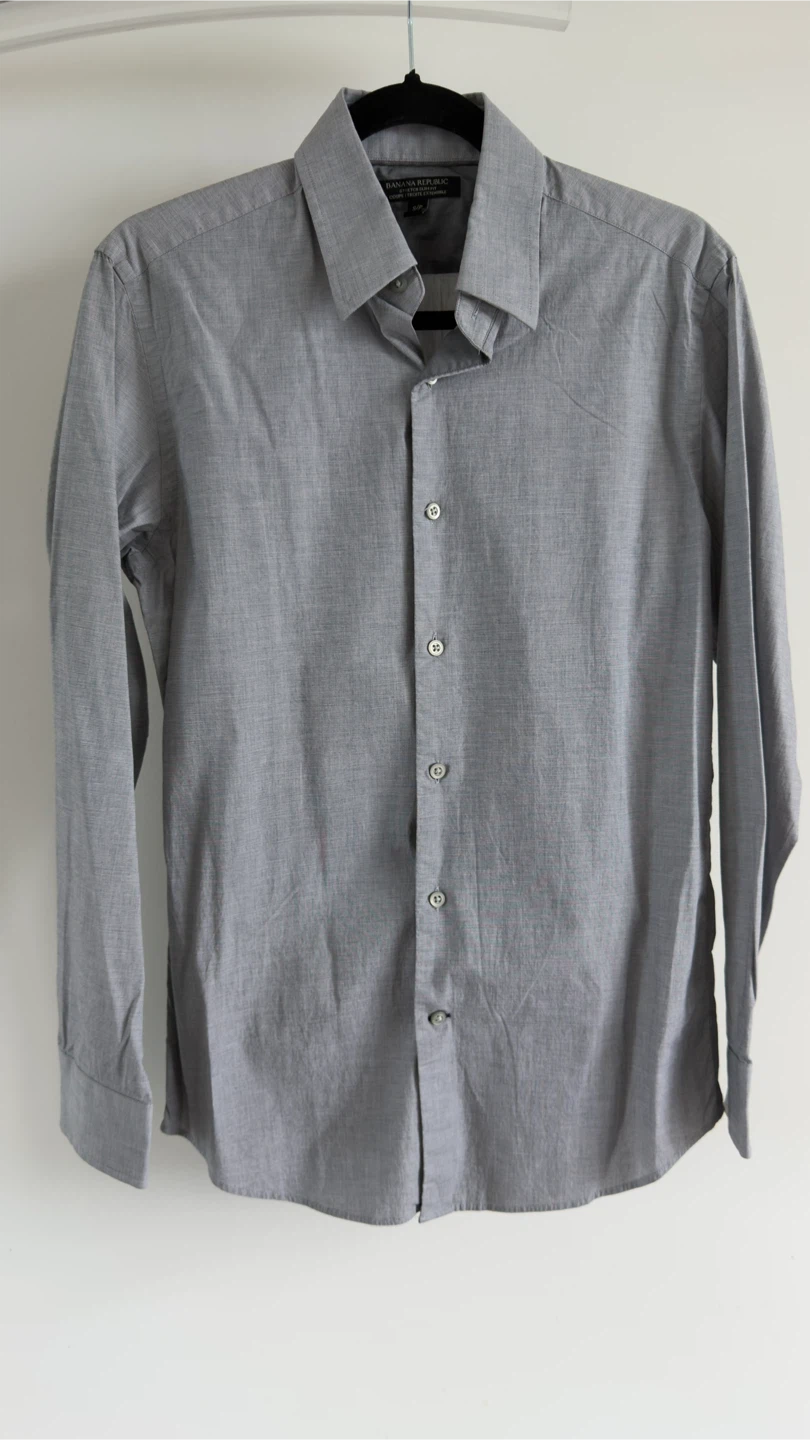 Banana Republic Grey Stretch Slim Fit Dress Shirt