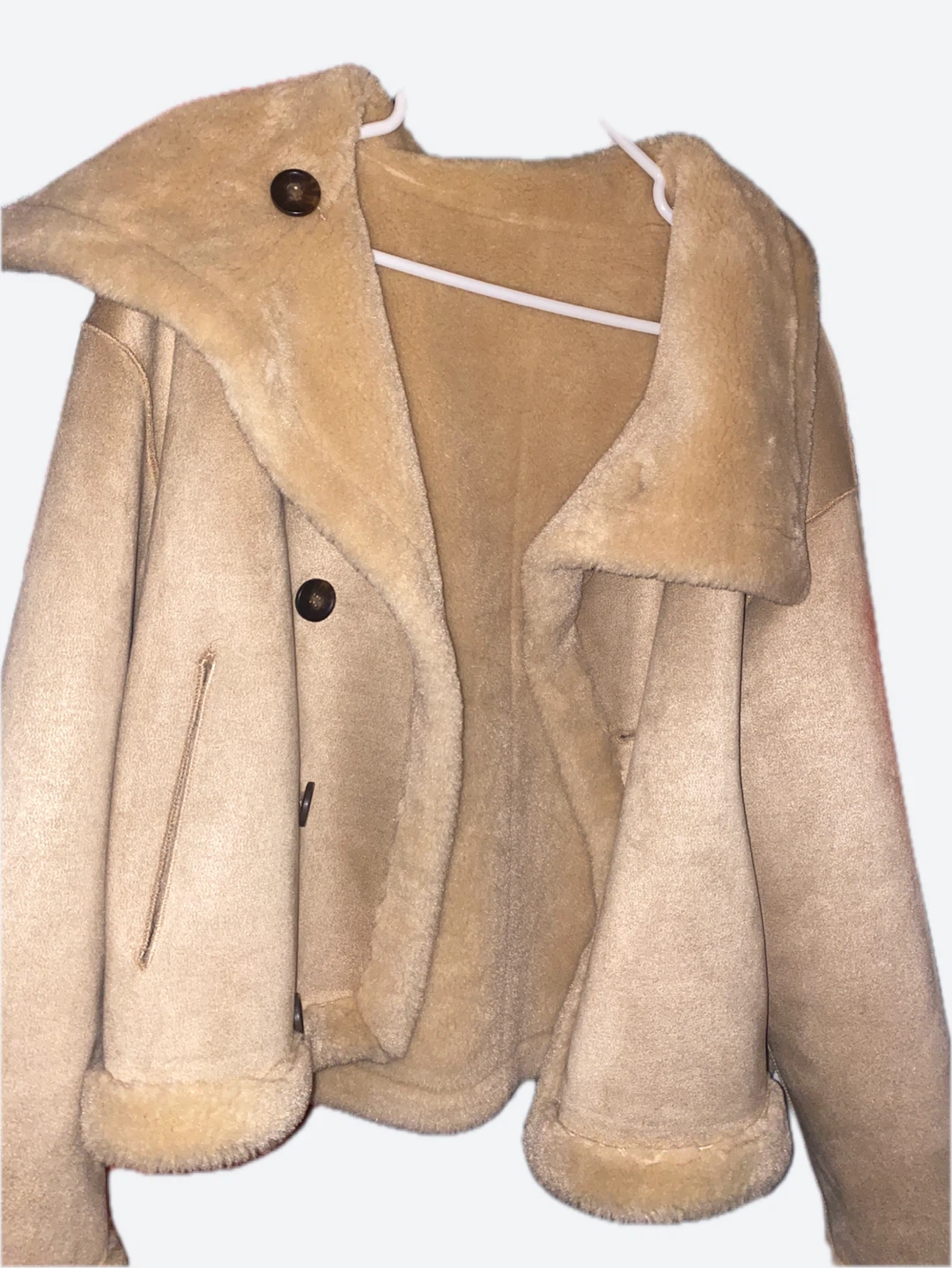Tan Shearling Lined REVERSIBLE Jacket