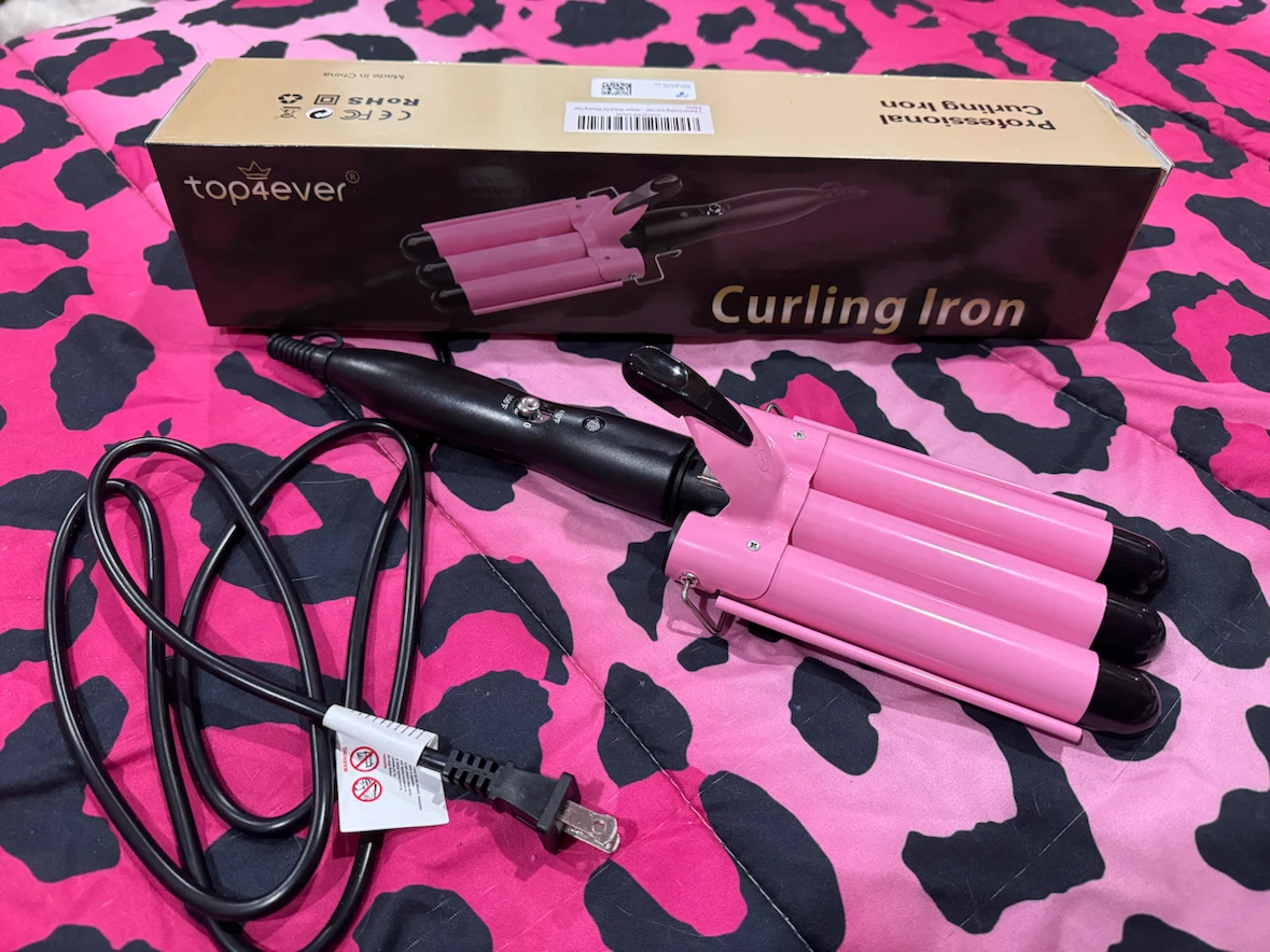TOP4EVER Triple Barrel Curling Iron - Pink