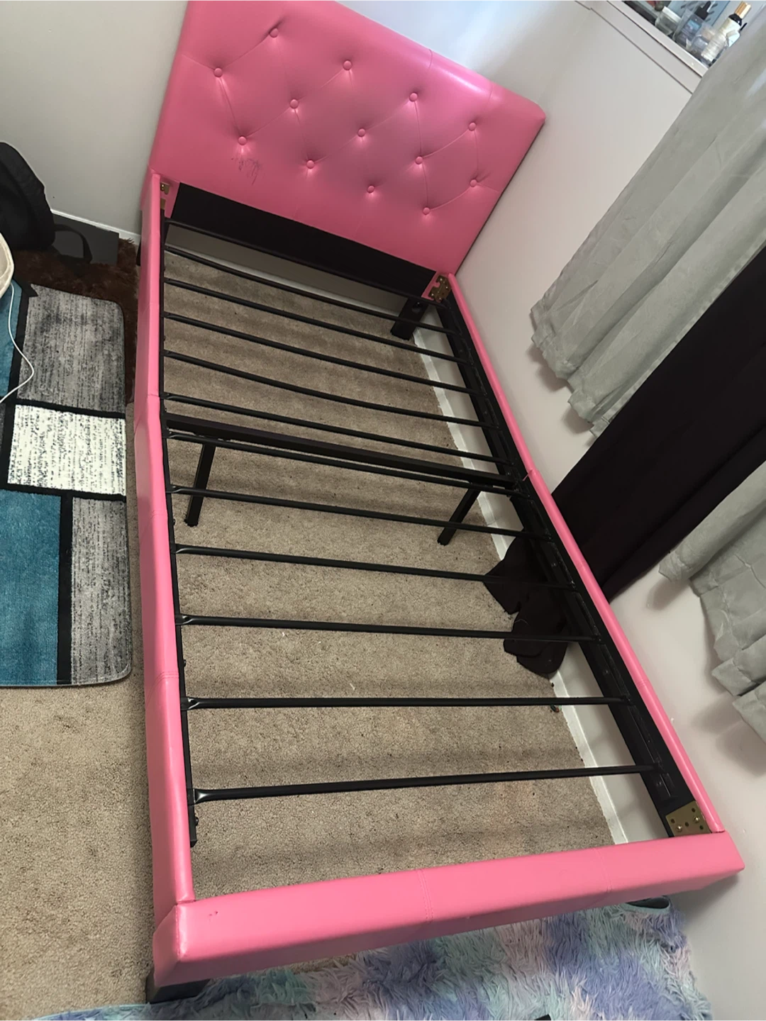 Pink Tufted Headboard Bed Frame - photo 3