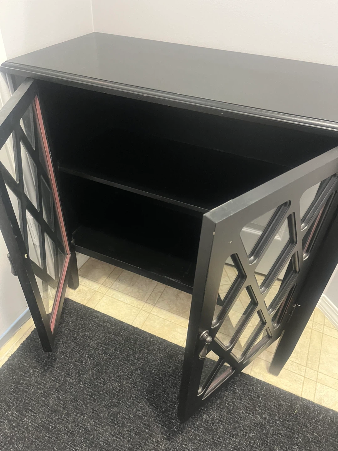 Black Accent Cabinet with Diamond Pattern Doors - photo 2