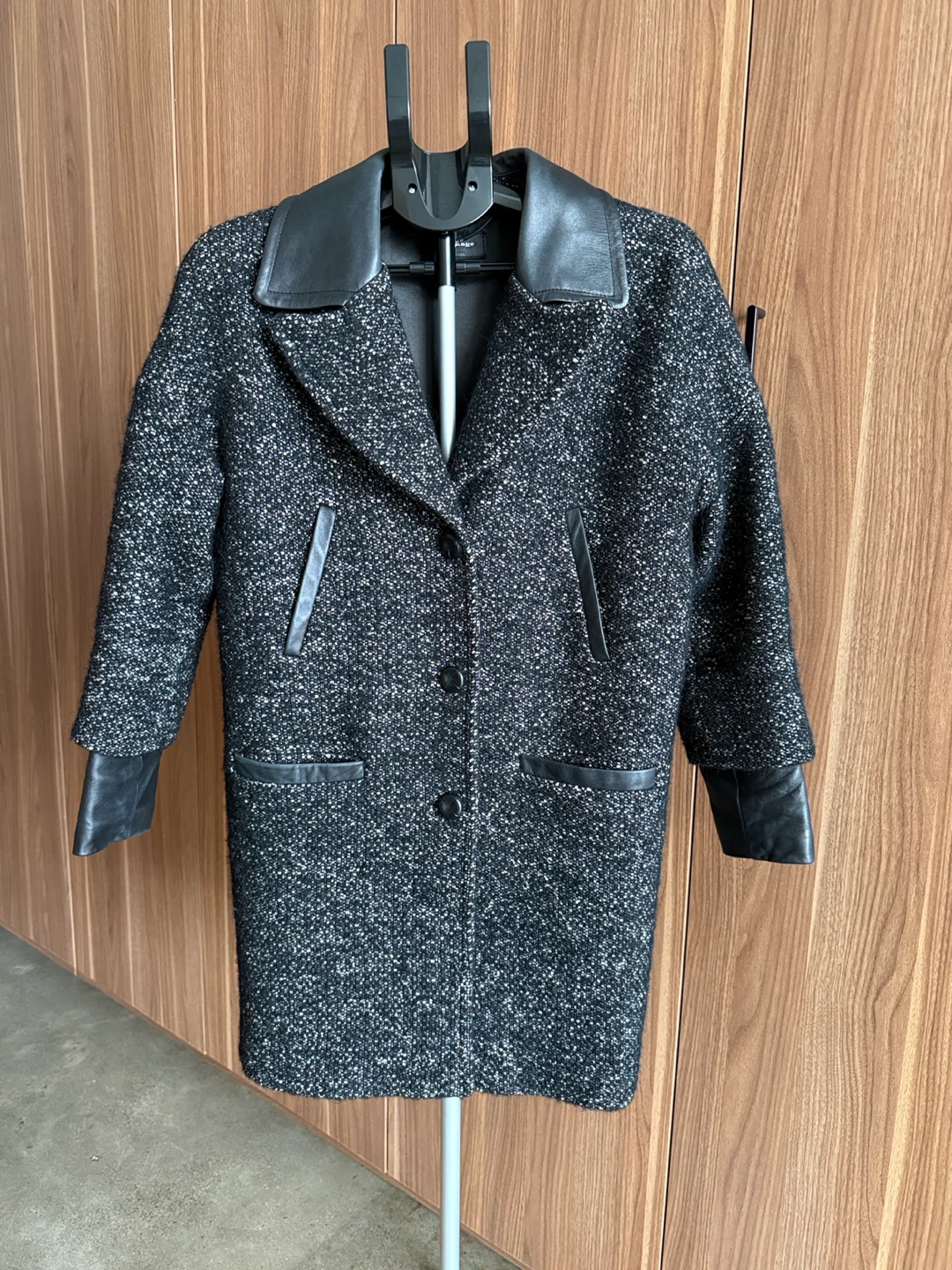 Mackage Wool Coat with Leather Trimmings