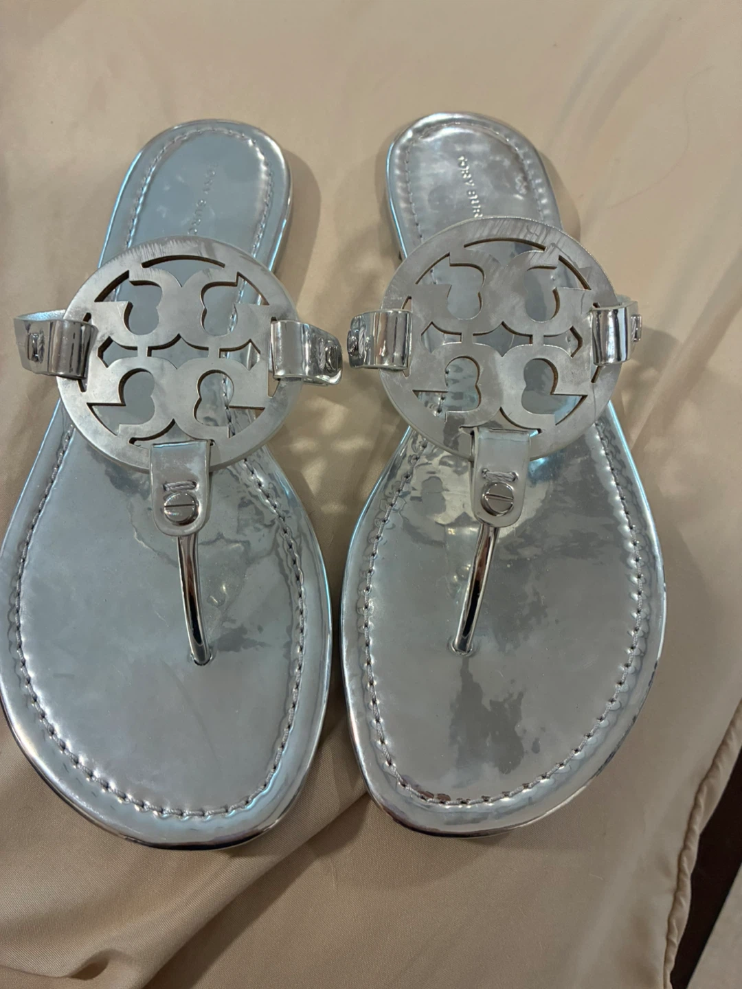 Tory Burch Silver Flip Flops Sandals - photo 2