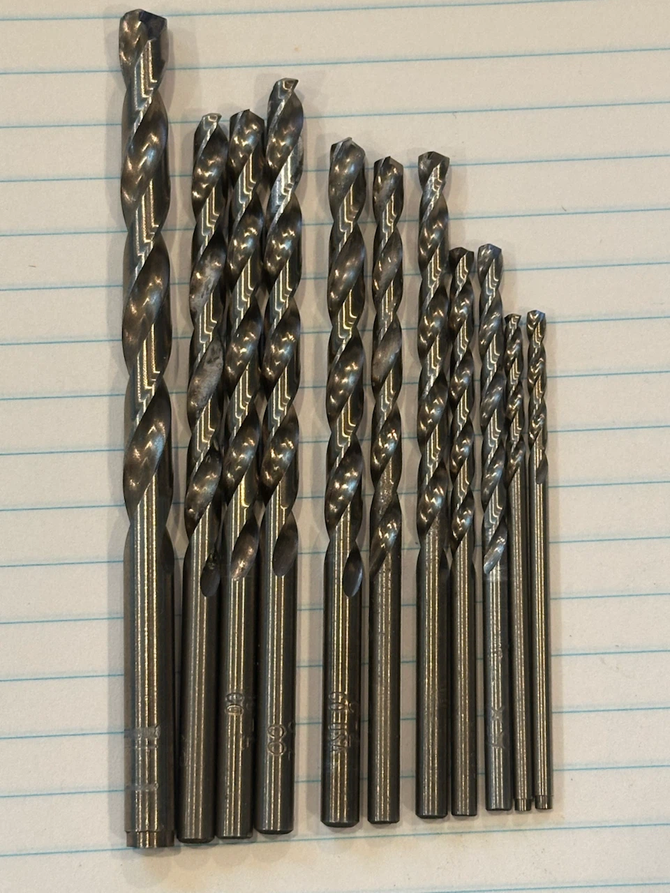Set of 11 Cobalt Drill Bits.