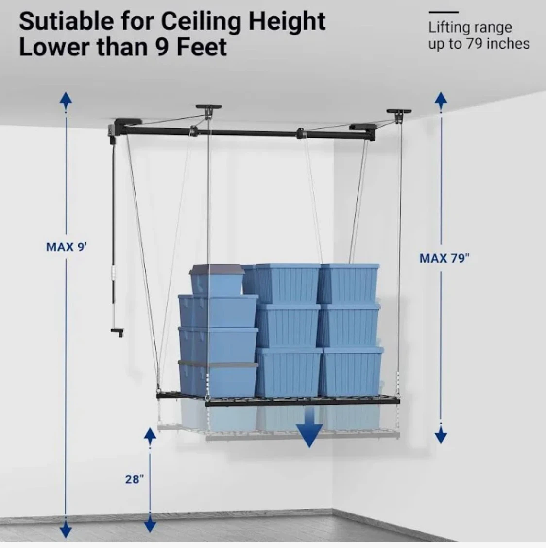 Overhead Garage Storage Rack Lift System - photo 5