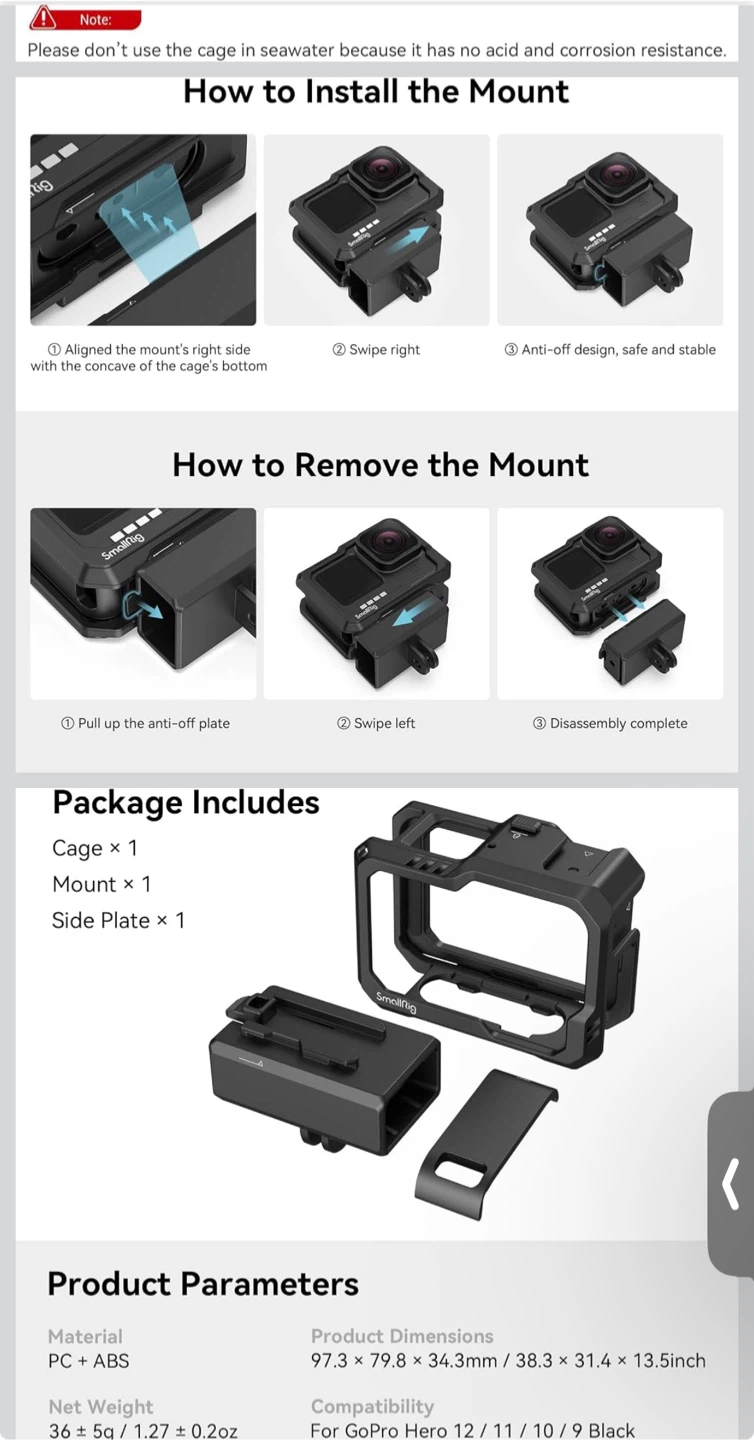 SmallRig 3083C Cage Kit for GoPro Hero 12/11/10/9 Black - photo 2