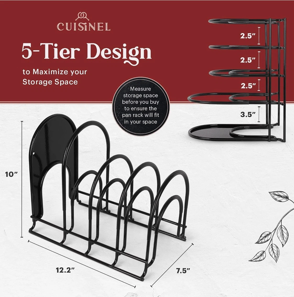 Cuisinel 5-Tier Pan and Pot Organizer Rack - photo 2