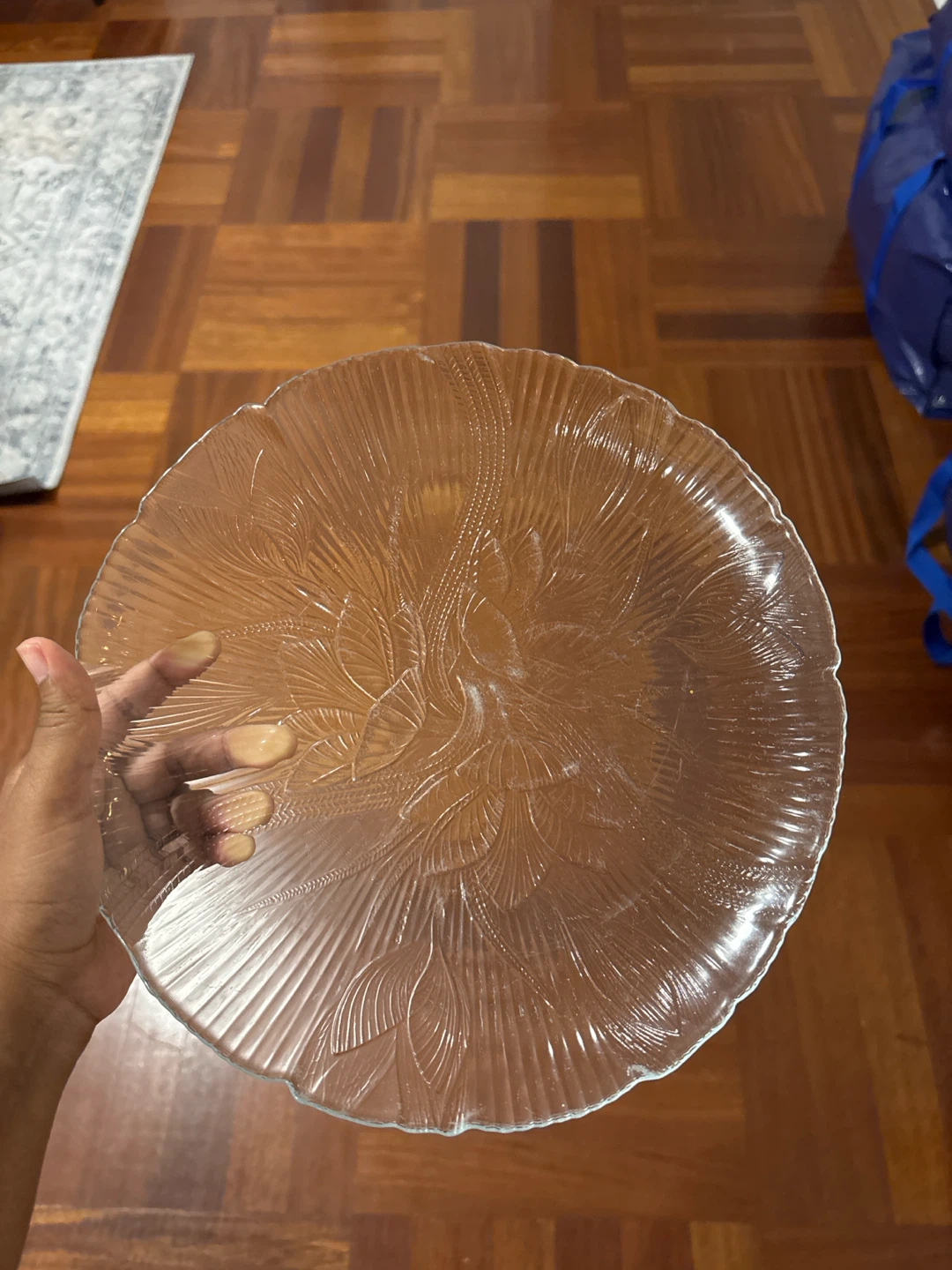 Clear Glass Decorative Serving Platter