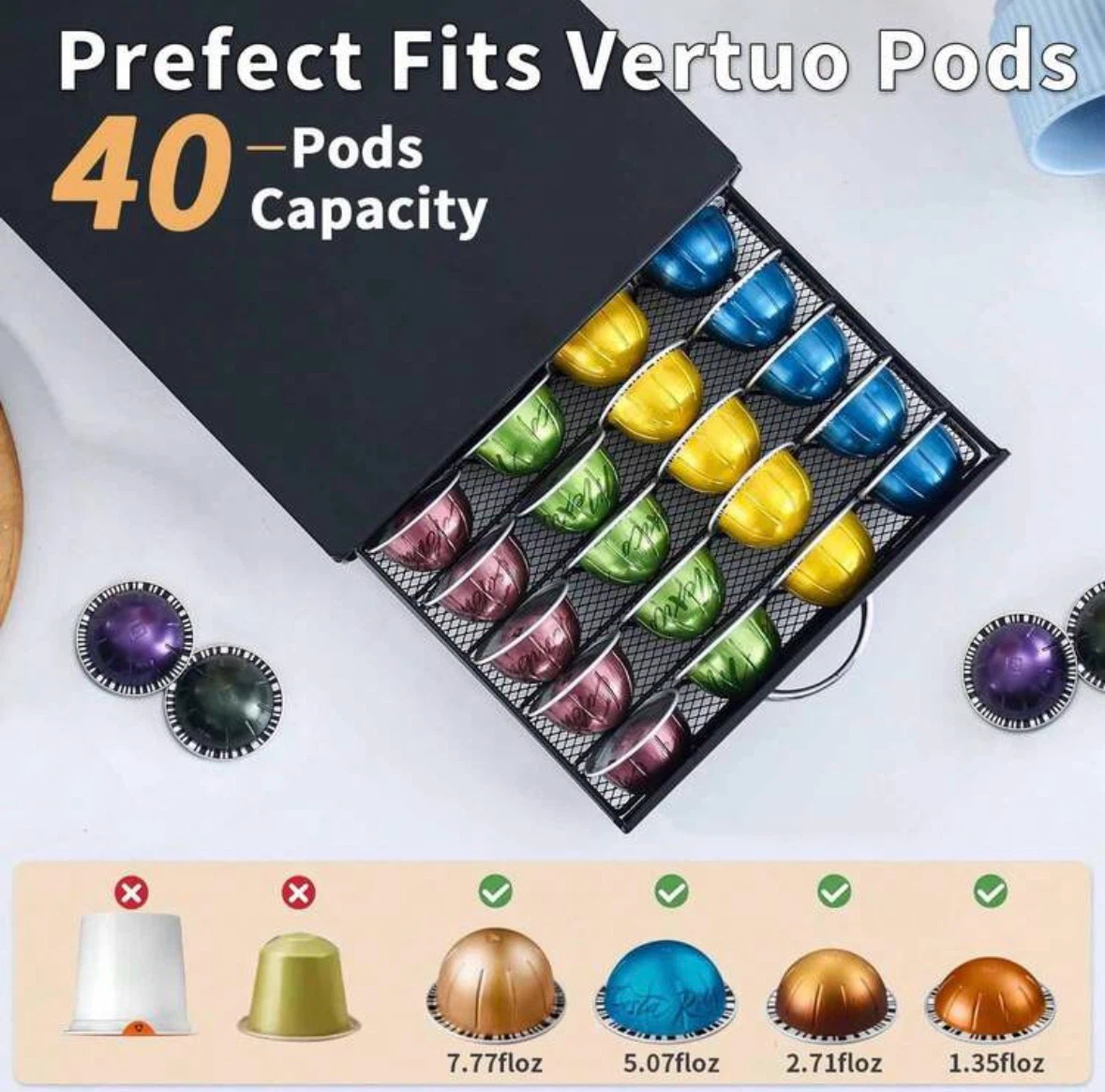 Vertuo Coffee Capsule Holder Drawer - 40 Pods Capacity - photo 3