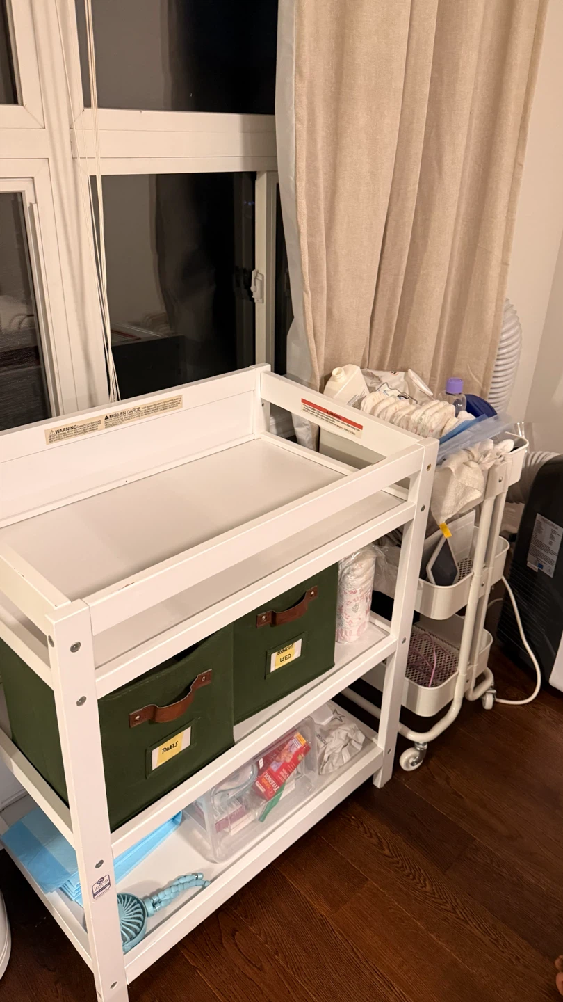 White Baby Changing Table with Storage Shelves - photo 4