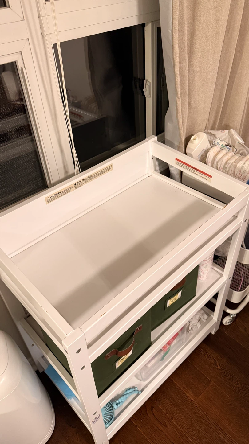 White Baby Changing Table with Storage Shelves - photo 5
