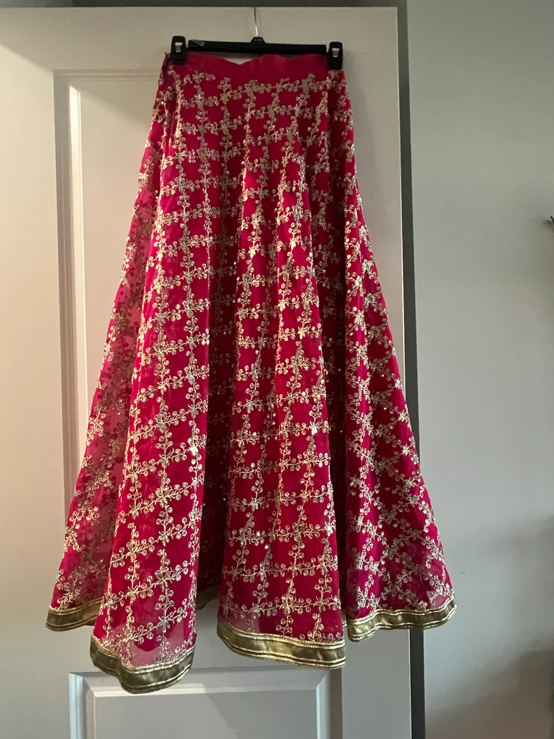 Gold Embellished Blouse and Pink Skirt Set