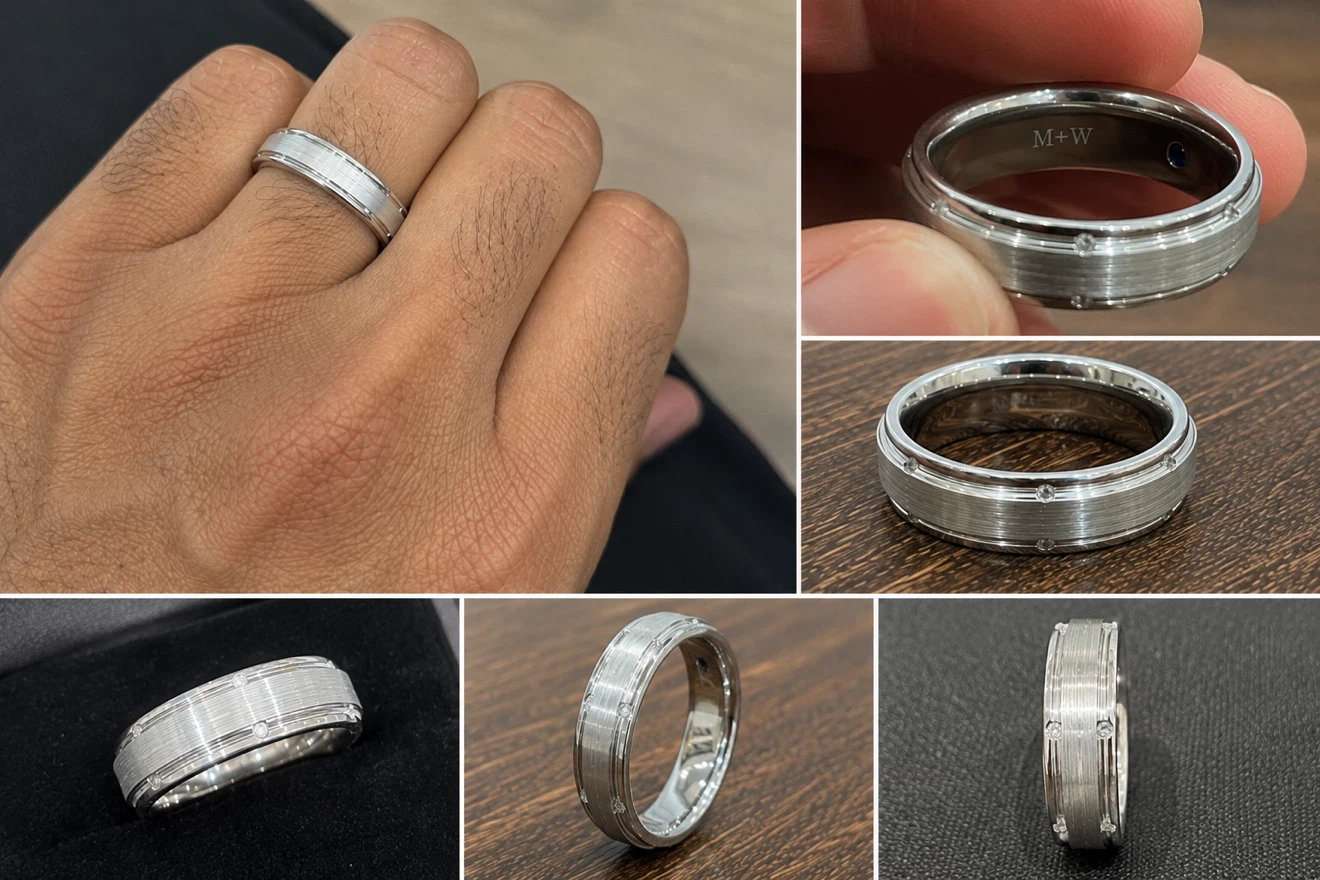 Vera Wang Love Men’s 14K White Gold Diamond Wedding Band