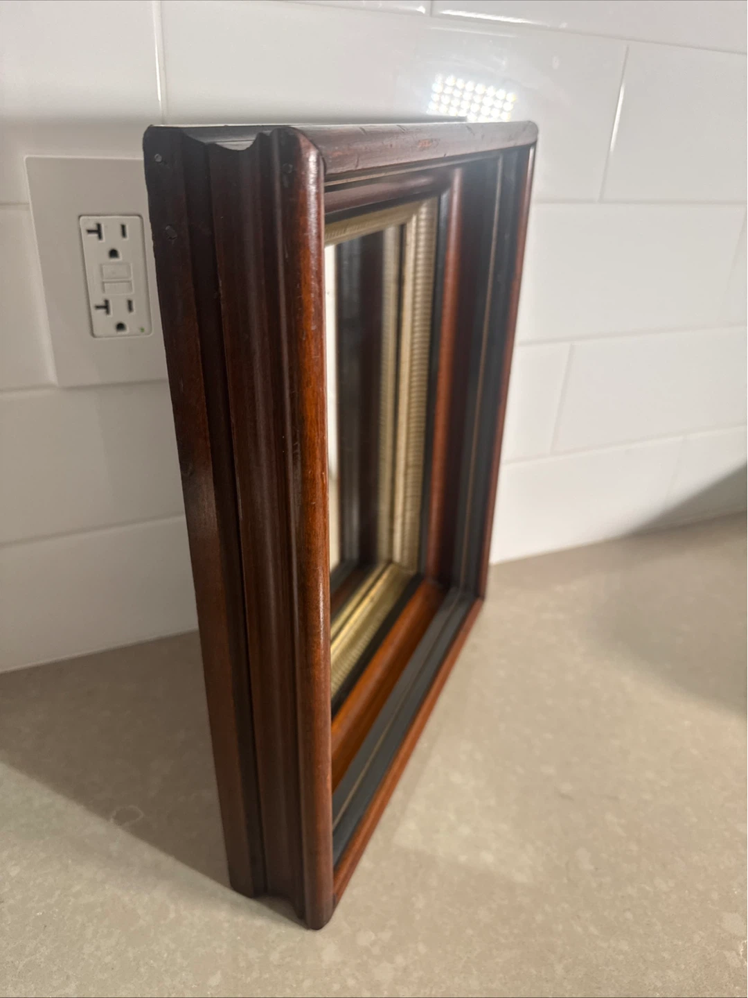 Antique Mahogany Shadow Box Frame With Mirror - photo 3
