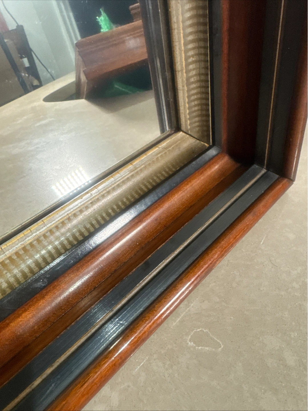 Antique Mahogany Shadow Box Frame With Mirror - photo 2