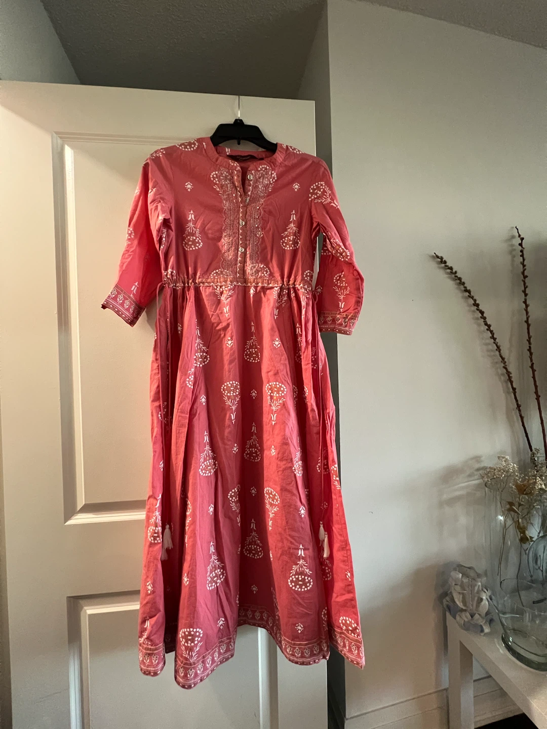 Pink Block Print anarkali and Sararah