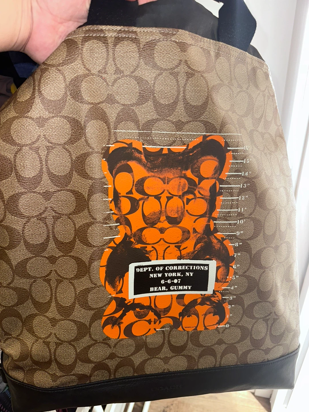 Coach Bear Gummy Print Drawstring Bag