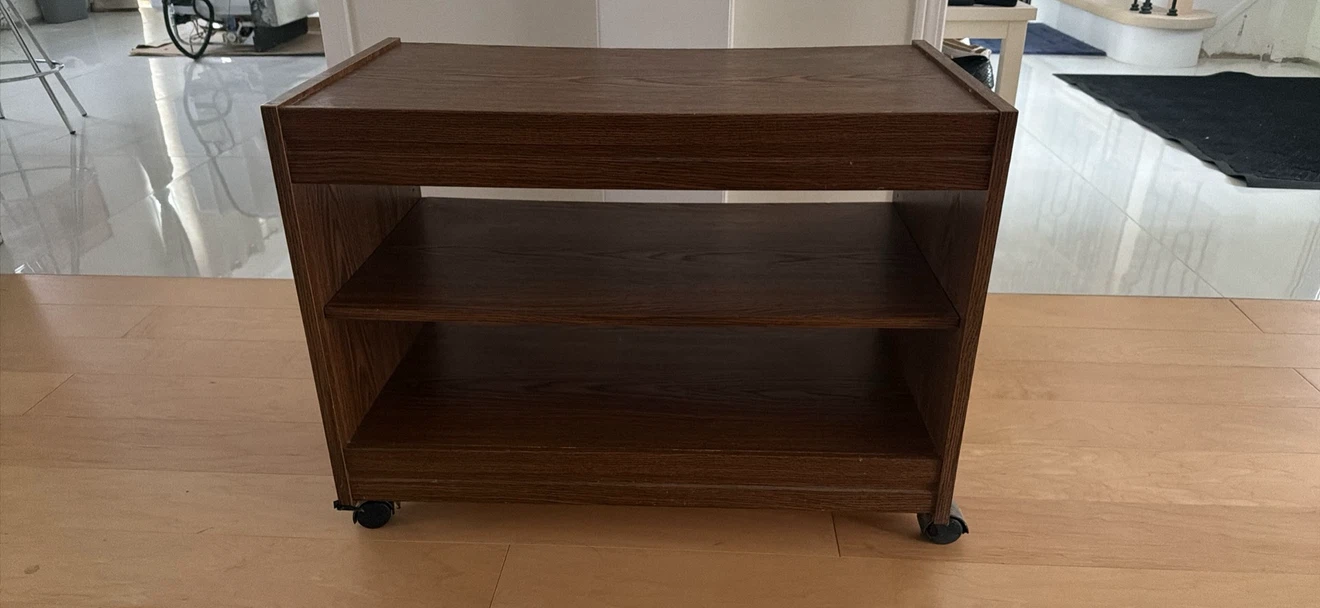Wood 2-Shelf Rolling Cart