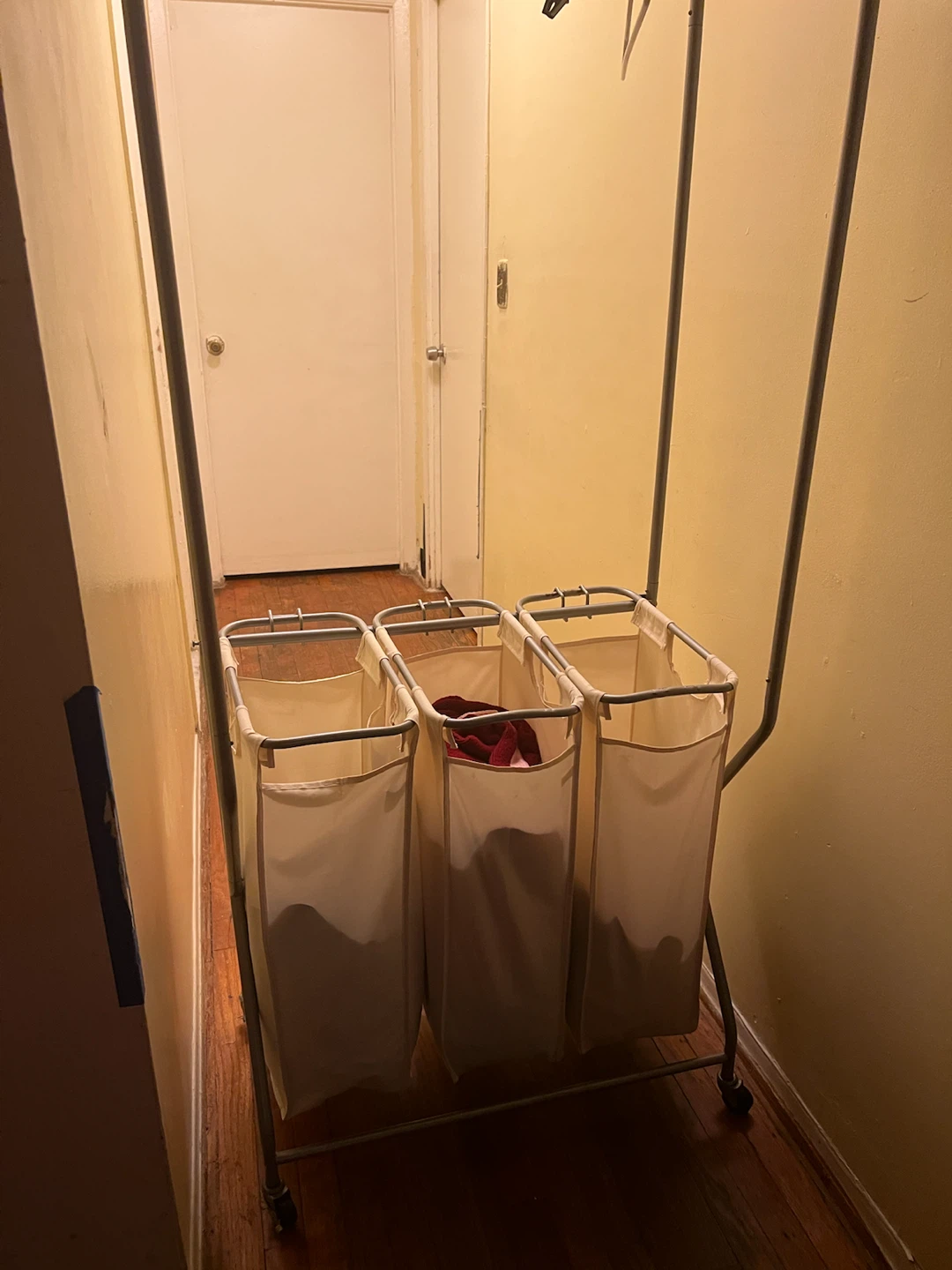 Triple Laundry Sorter Hamper with Hanging Rack