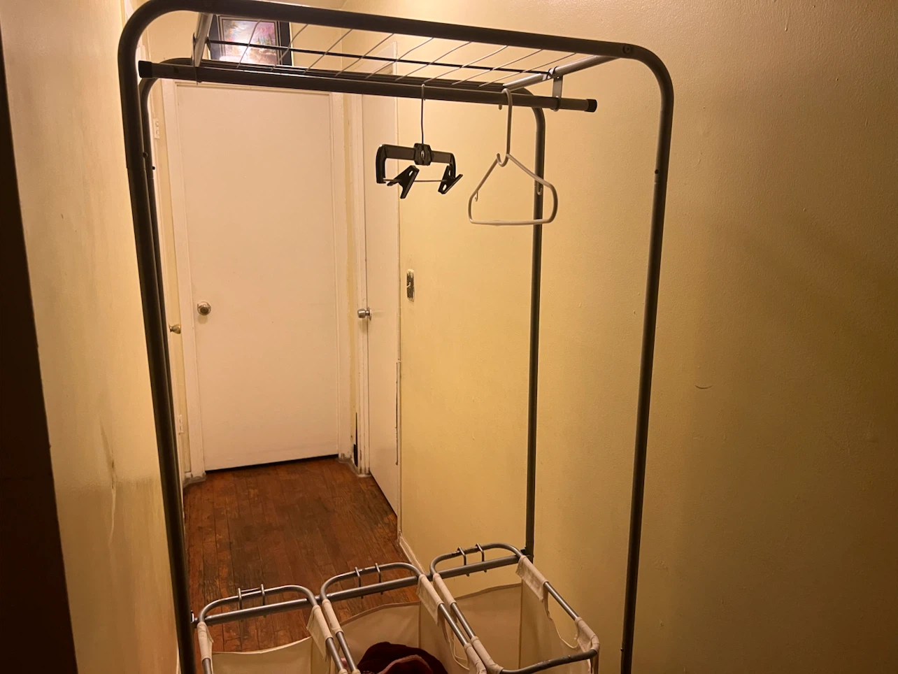 Triple Laundry Sorter Hamper with Hanging Rack - photo 2