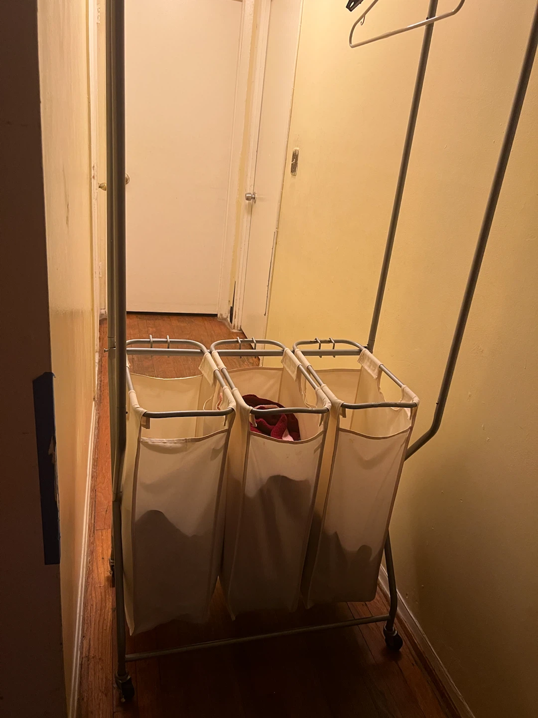 Triple Laundry Sorter Hamper with Hanging Rack - photo 3
