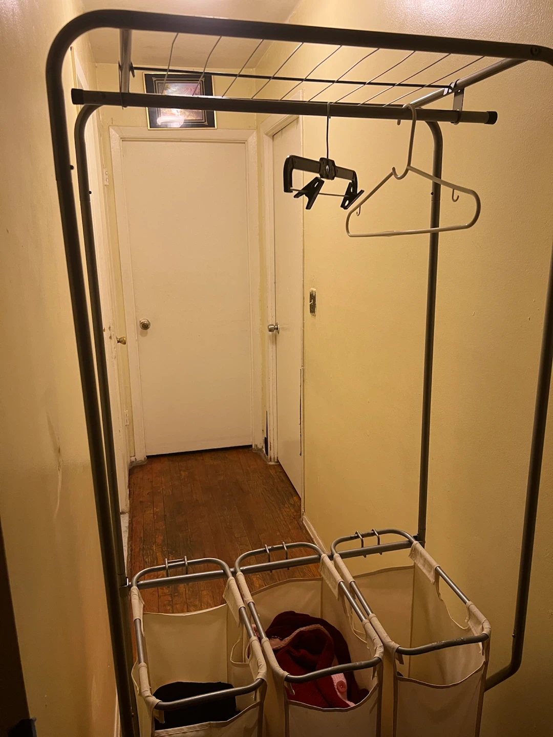 Triple Laundry Sorter Hamper with Hanging Rack - photo 4