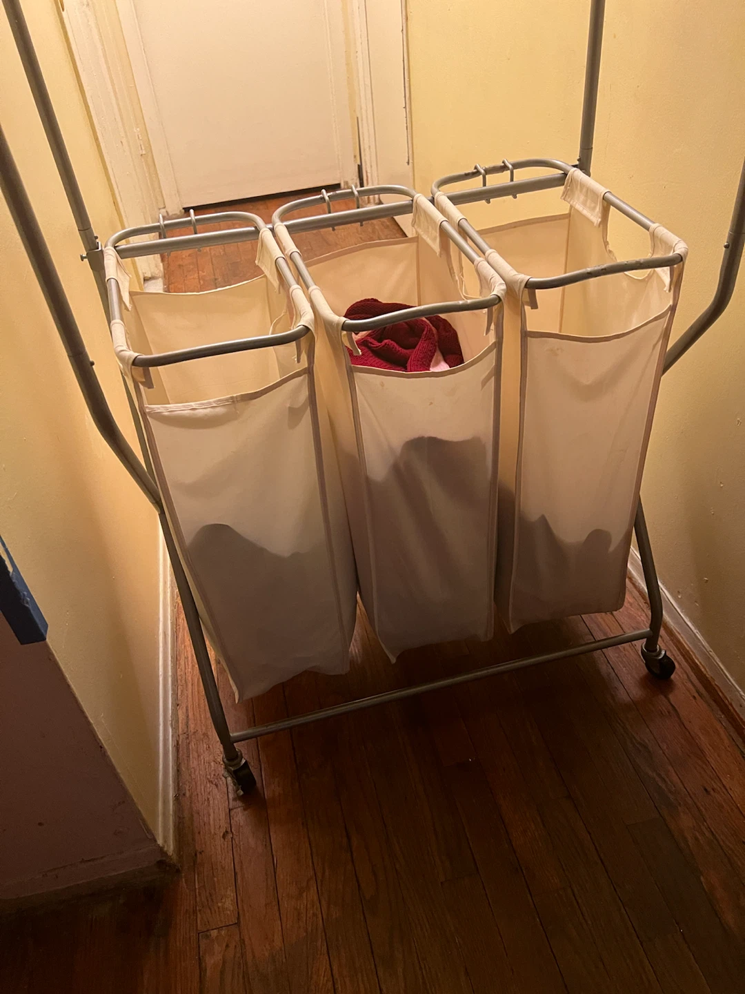 Triple Laundry Sorter Hamper with Hanging Rack - photo 5