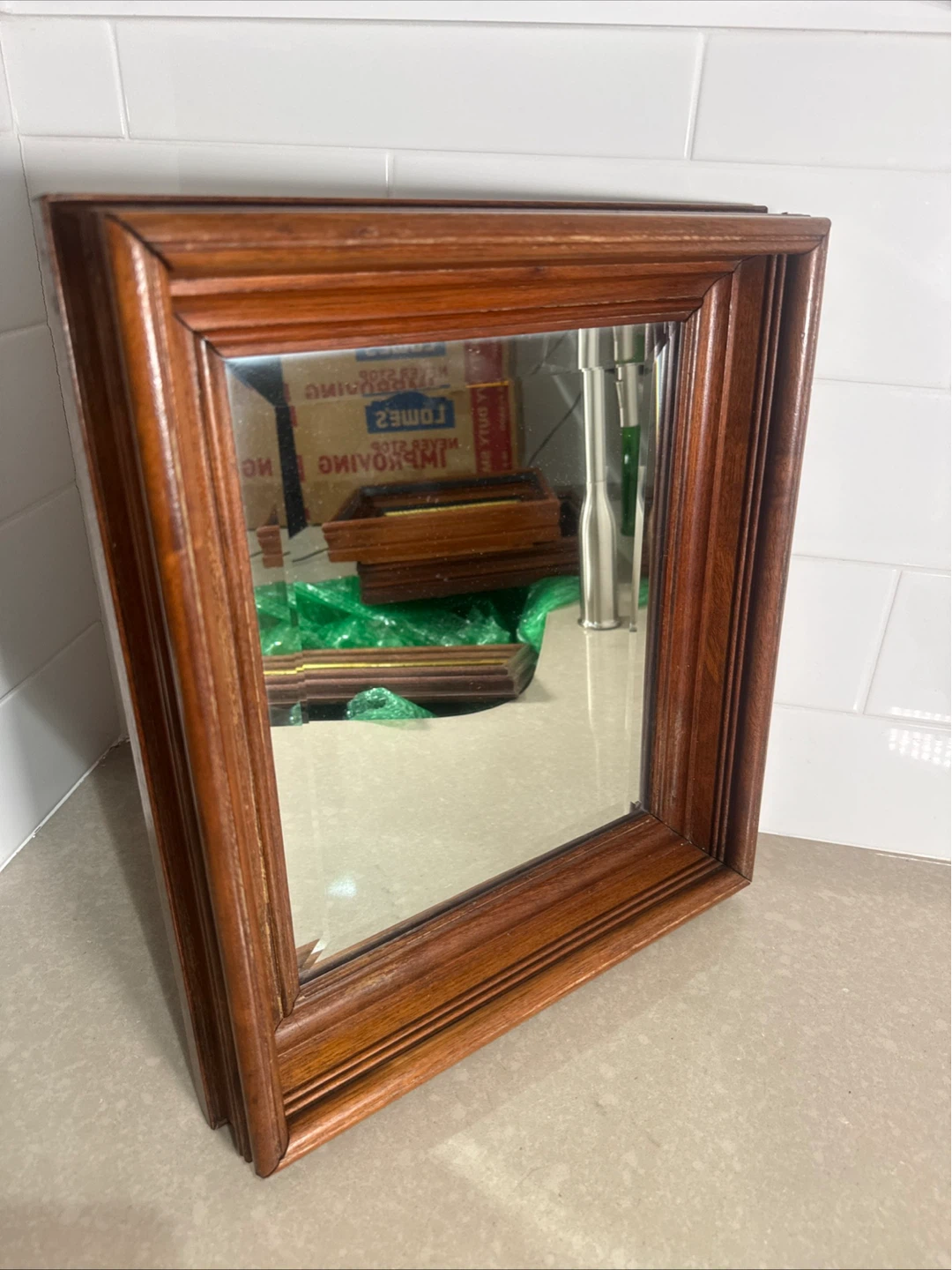 Antique Mahogany Shadow Box Frame With Mirror - photo 2