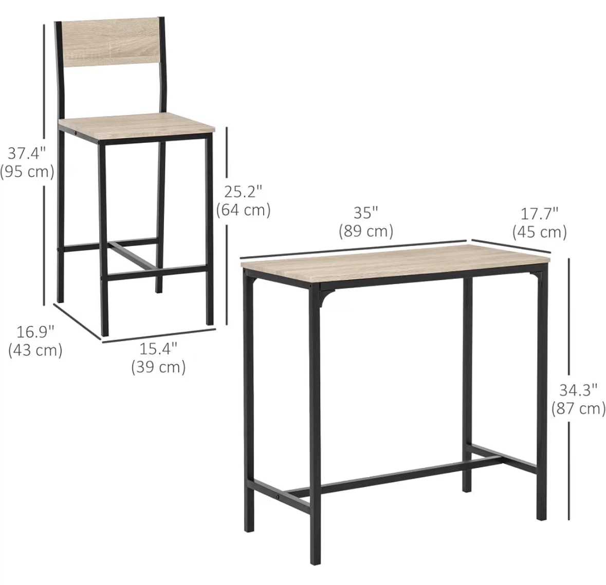 3-Piece Counter Height Dining Set with Stools - photo 2