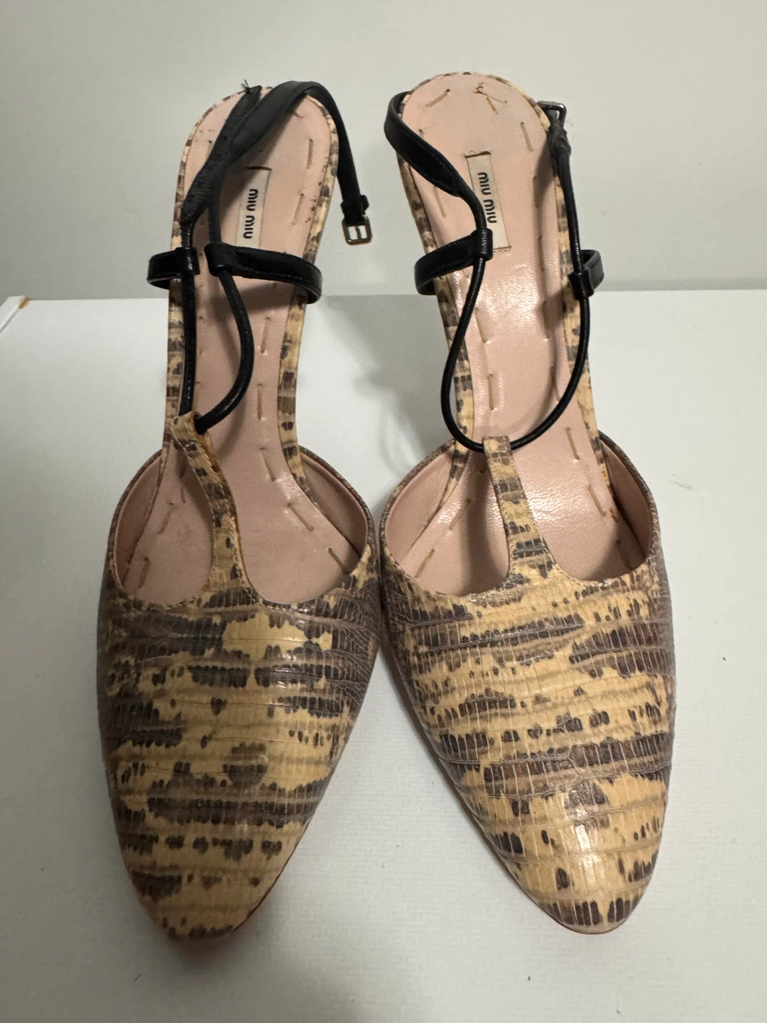 Miu Miu Lizard  Print Heels with Ankle Strap - photo 2