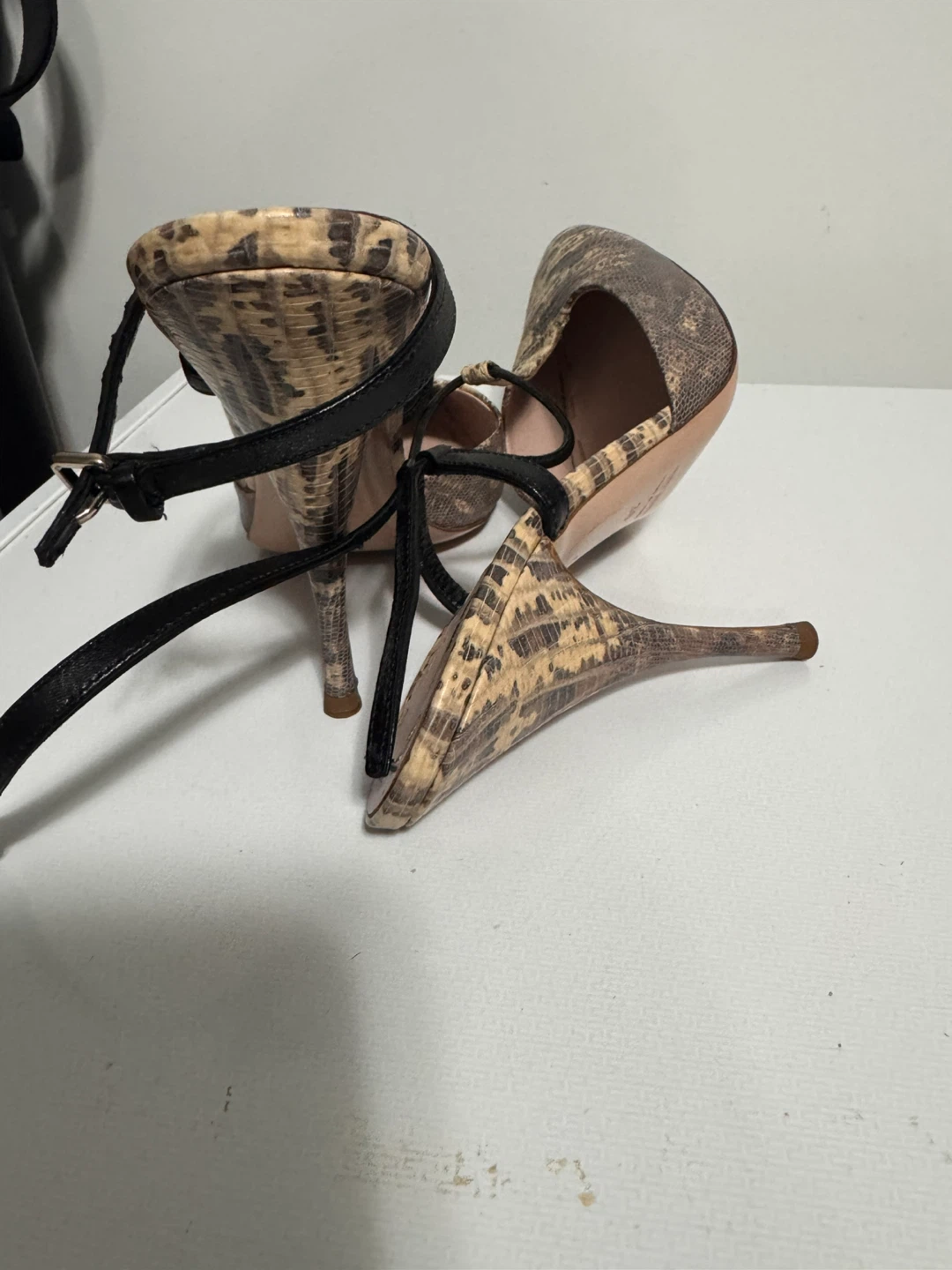 Miu Miu Lizard  Print Heels with Ankle Strap - photo 3
