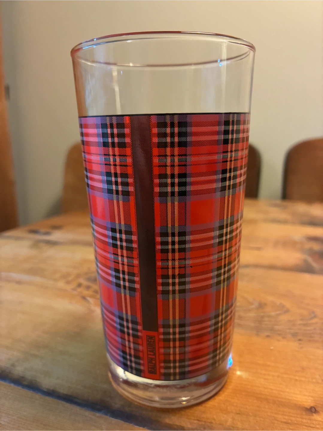 Vintage 1990s Ralph Lauren Tartan Highball Glass