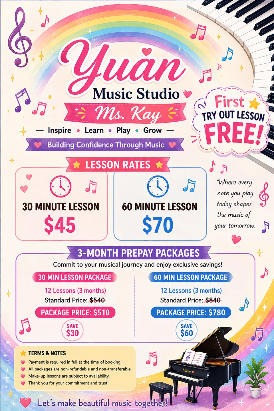 Yuan Music Studio Piano Lessons