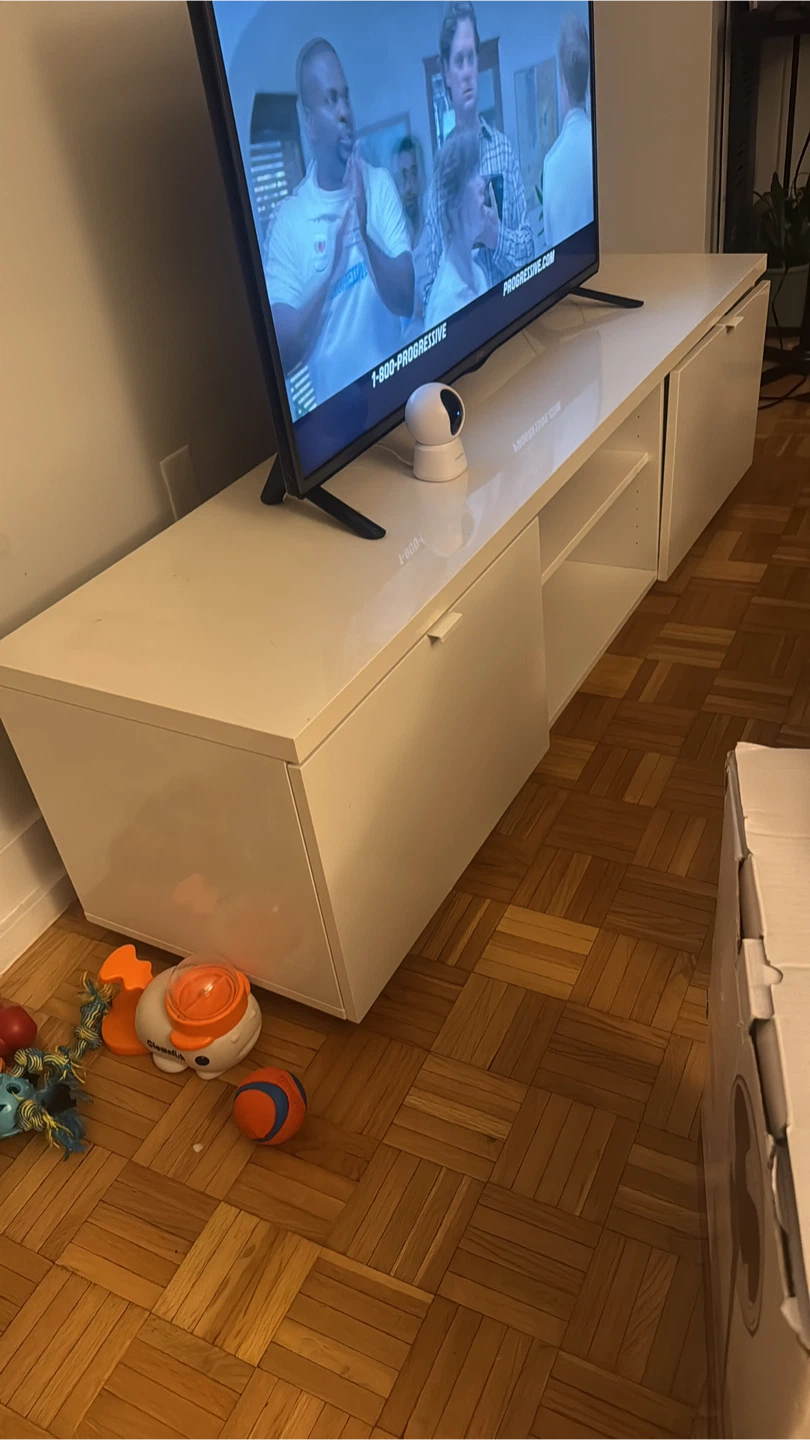 White TV Stand with Storage - photo 3