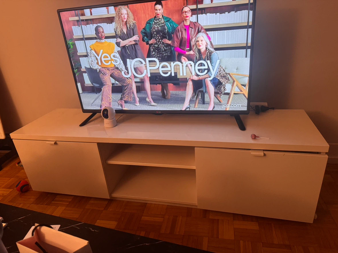 White TV Stand with Storage - photo 5