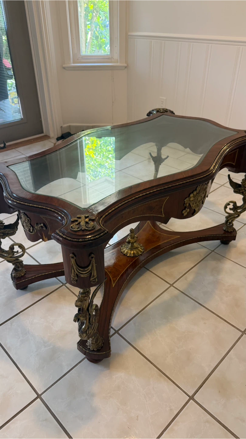 Vintage Ornate Wooden Coffee Table French Louis - photo 2