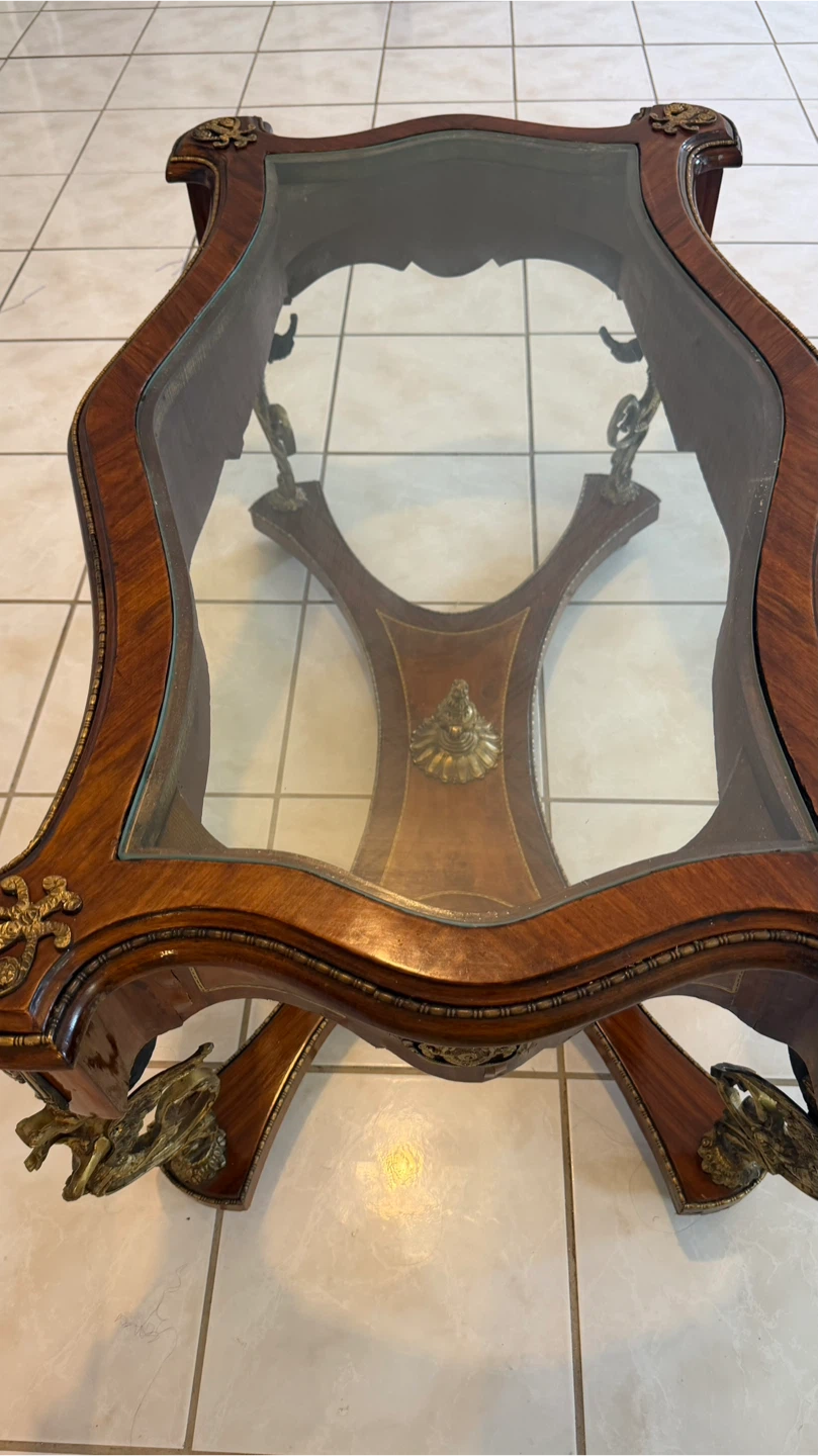 Vintage Ornate Wooden Coffee Table French Louis - photo 5