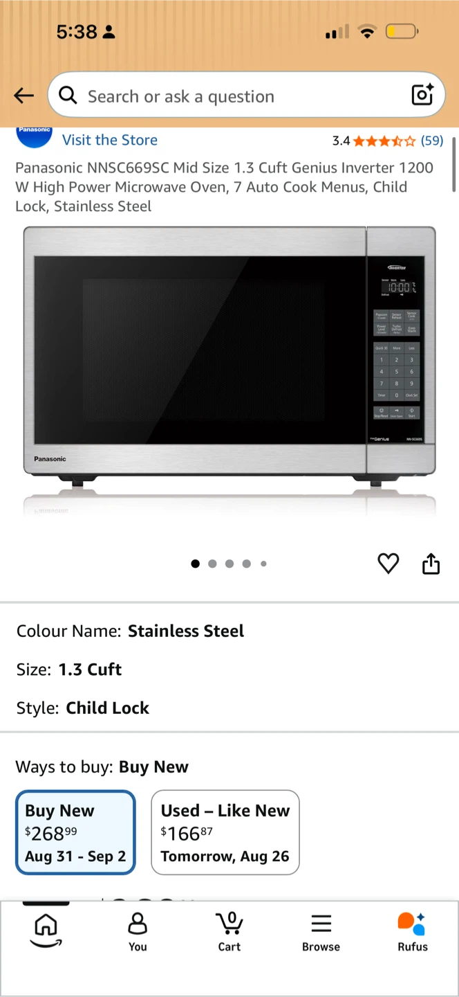Panasonic NNSCG669SC Mid Size 1.3 Cuft Microwave Oven - photo 3