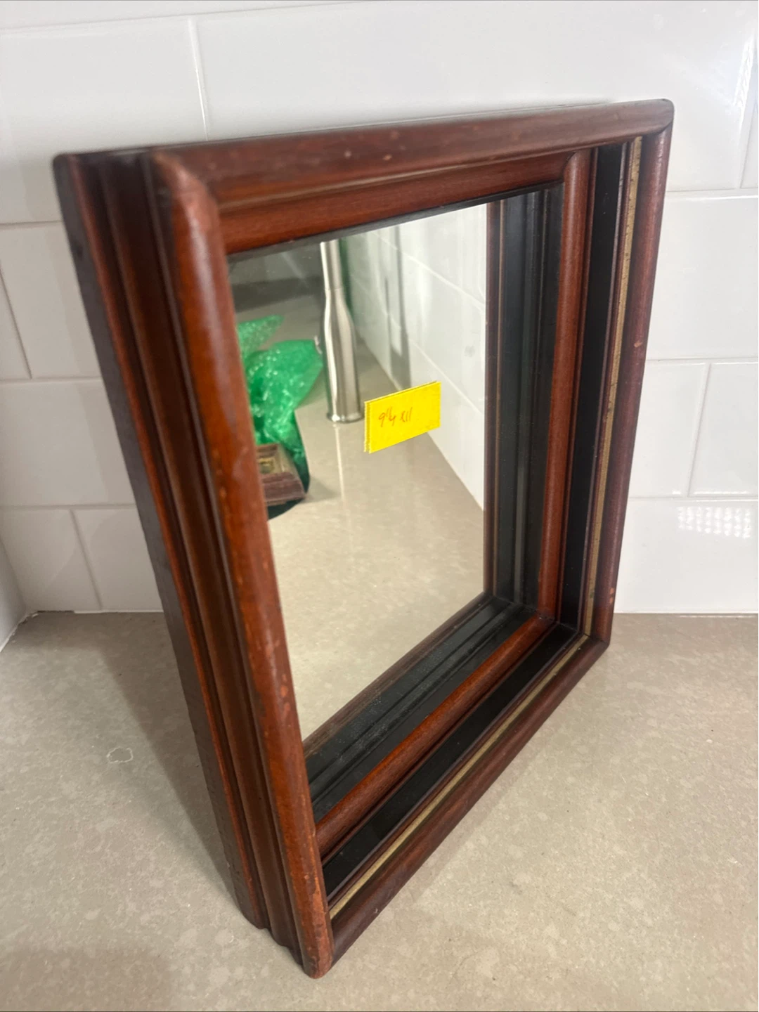 Antique Mahogany Shadow Box Frame With Mirror